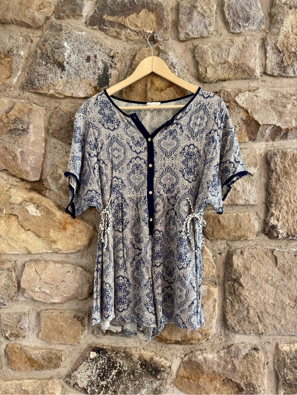 Hem&thread boho hippie rayon romper small